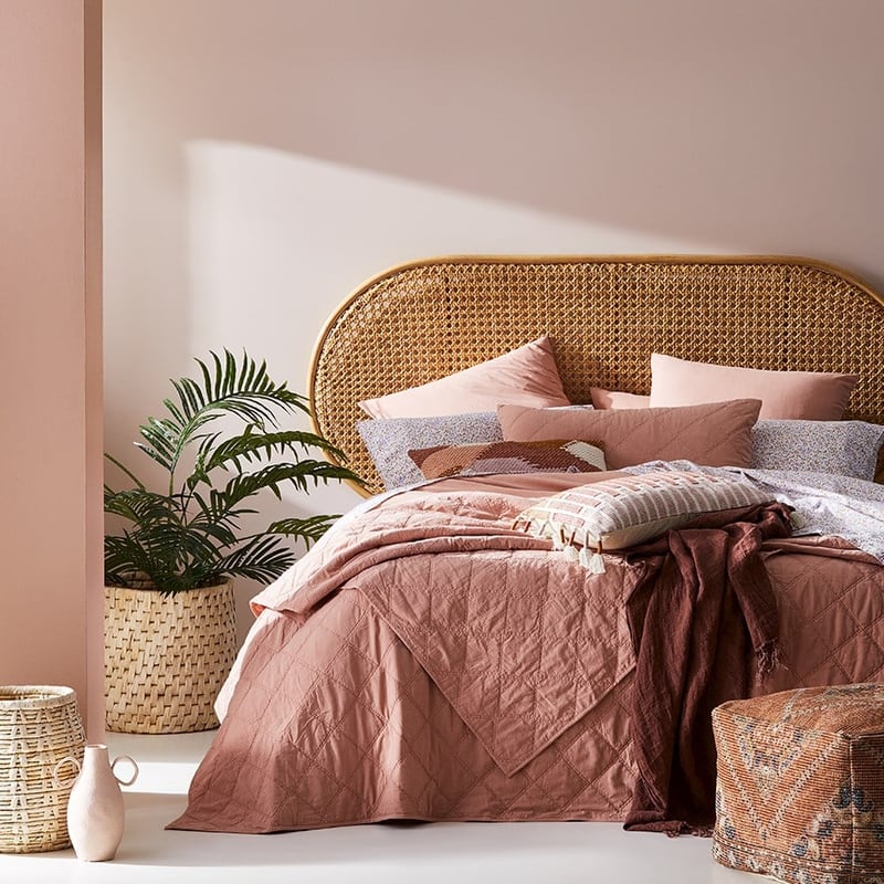 Stonewashed Cotton Peach Quilted Coverlet Separates