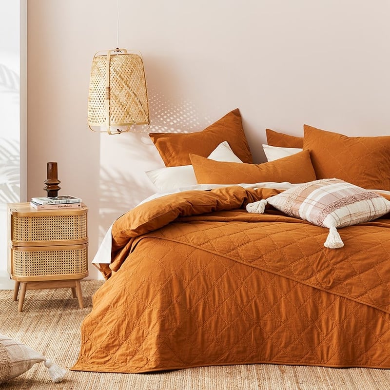 Stonewashed Cotton Topaz Quilted Coverlet Separates