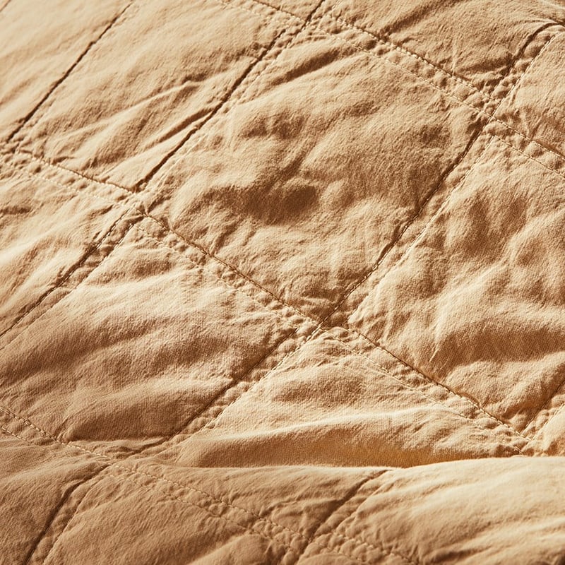 Stonewashed Cotton Wheat Quilted Coverlet Separates