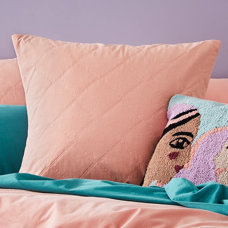 Stonewashed Cotton Salmon Quilted Coverlet Separates