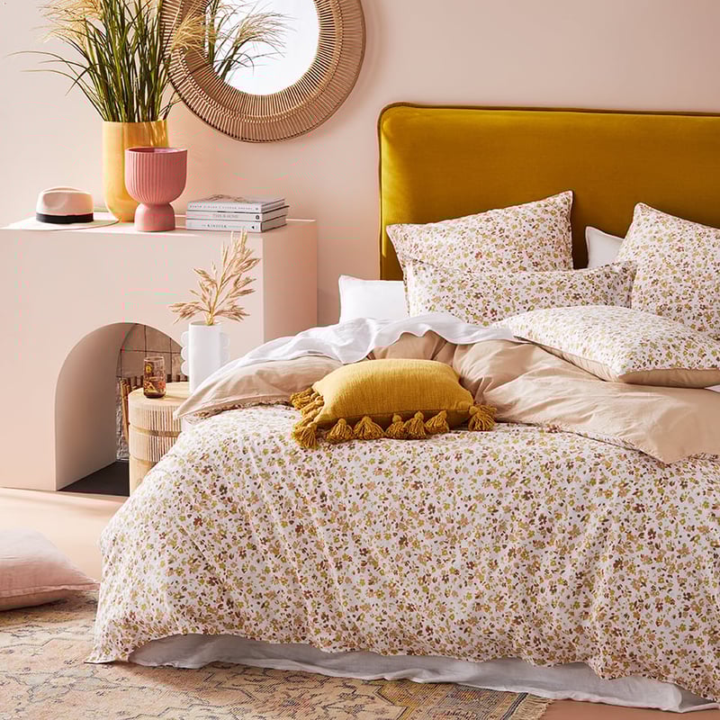 Stonewashed Printed Cotton Earthy Floral Quilt Cover Separates