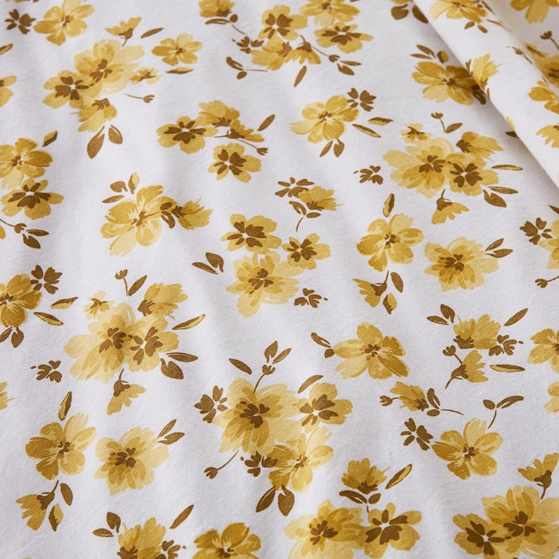 Stonewashed Printed Cotton Mustard Floral Quilt Cover Separates