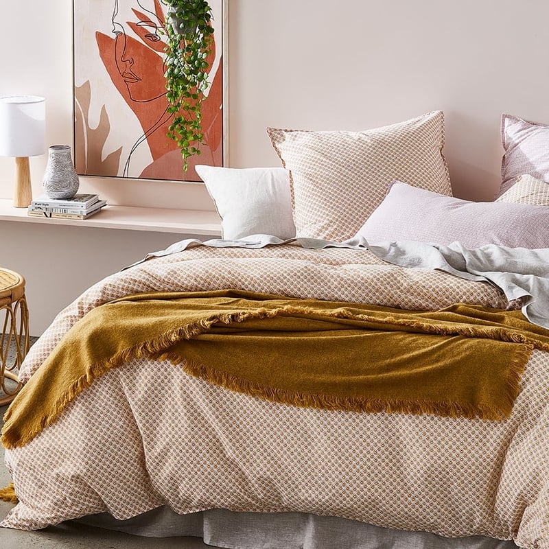 Stonewashed Printed Cotton Mustard Kasbah Quilt Cover Separates