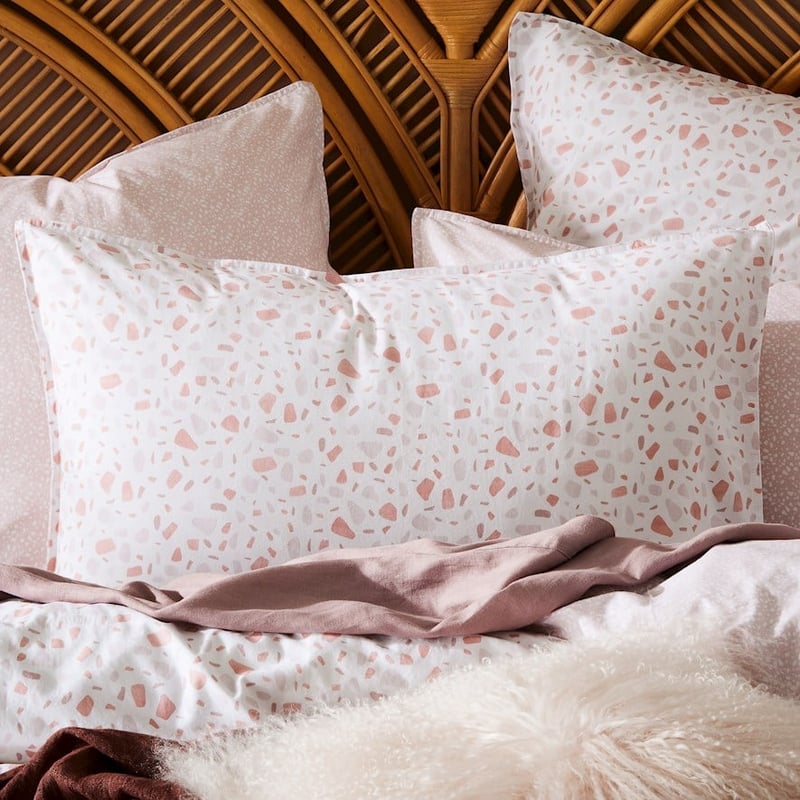 Stonewashed Printed Cotton Pink Terazzo Quilt Cover Separates