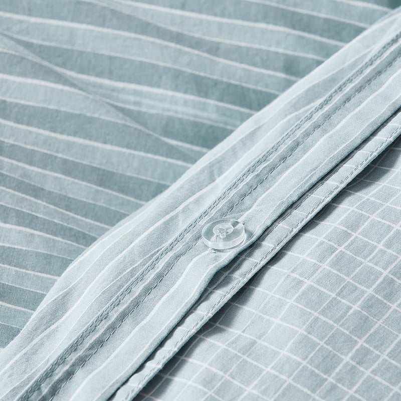 Stonewashed Printed Cotton Sage Lines Quilt Cover Separates