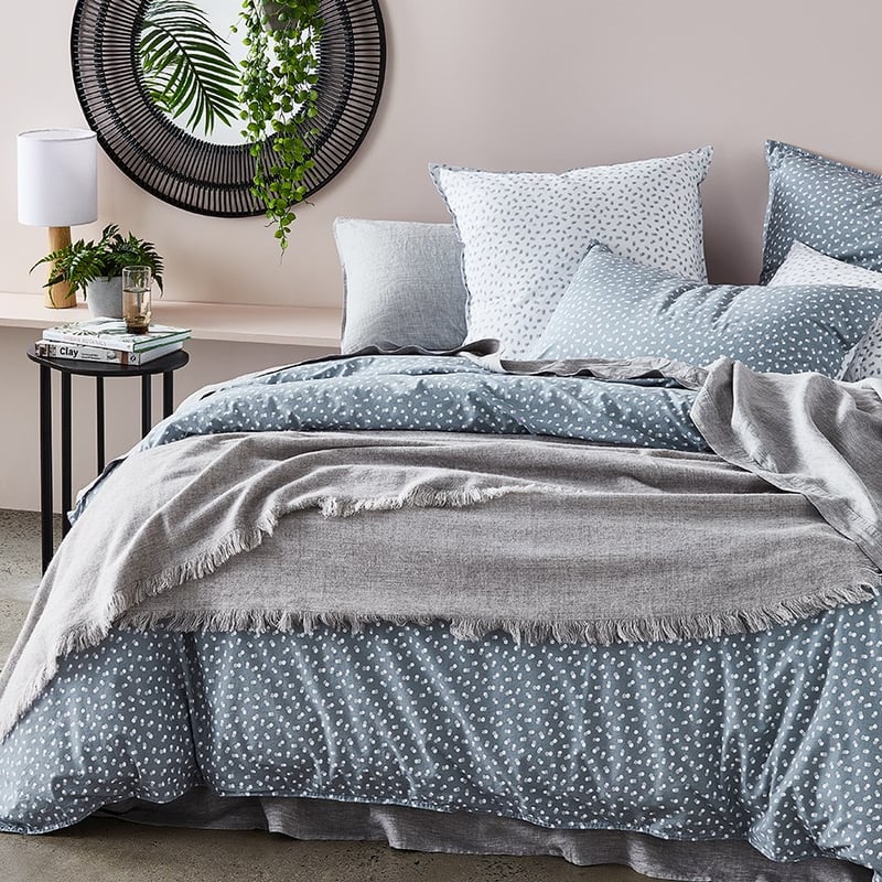 Stonewashed Printed Cotton Slate Spot Quilt Cover Separates