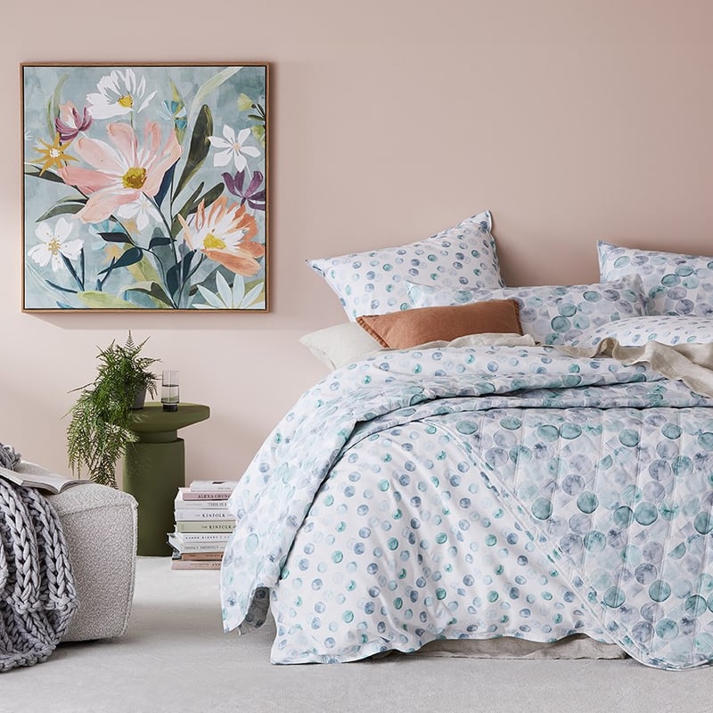 Stonewashed Printed Cotton Watercolour Spot Quilt Cover Separates
