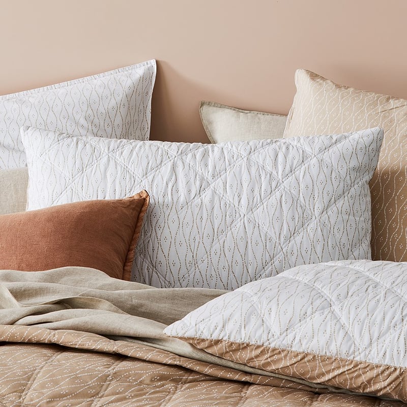 Stonewashed Cotton Printed Nude Wave Quilted Coverlet Separates