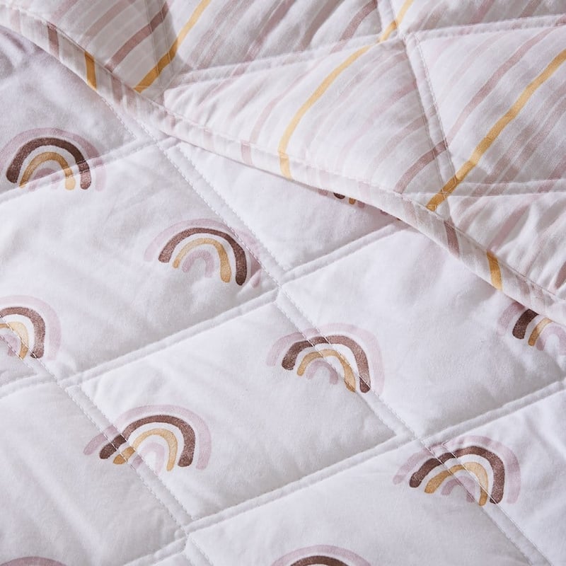 Stonewashed Cotton Printed Rainbow Quilted Coverlet Separates