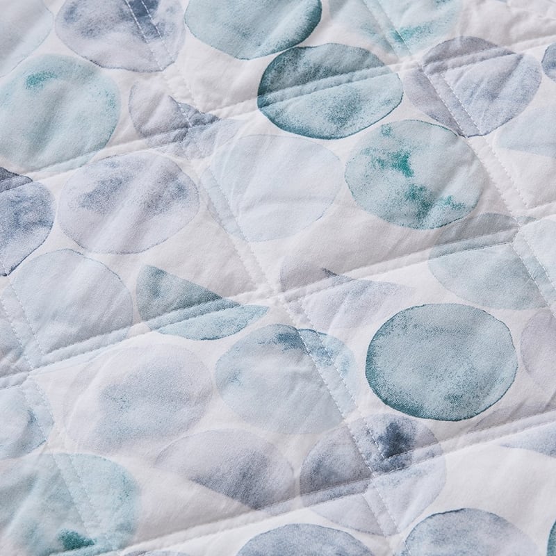 Stonewashed Cotton Printed Watercolour Spot Quilted Coverlet Separates