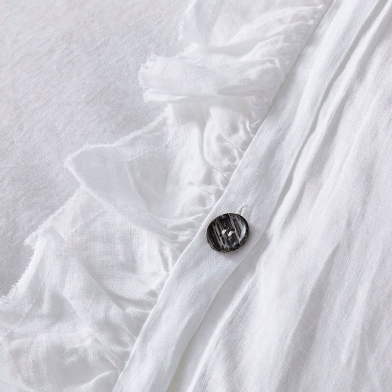 Vintage Washed Linen White Ruffle Quilt Cover Separates