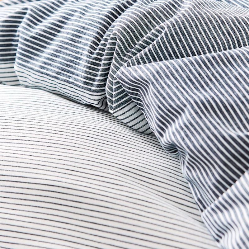 Stonewashed Printed Cotton Navy Stripe Quilt Cover Separates