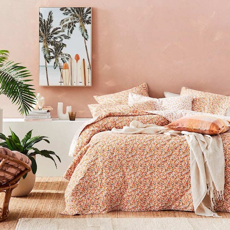 Stonewashed Cotton Printed Golden Daisy Quilted Coverlet Separates
