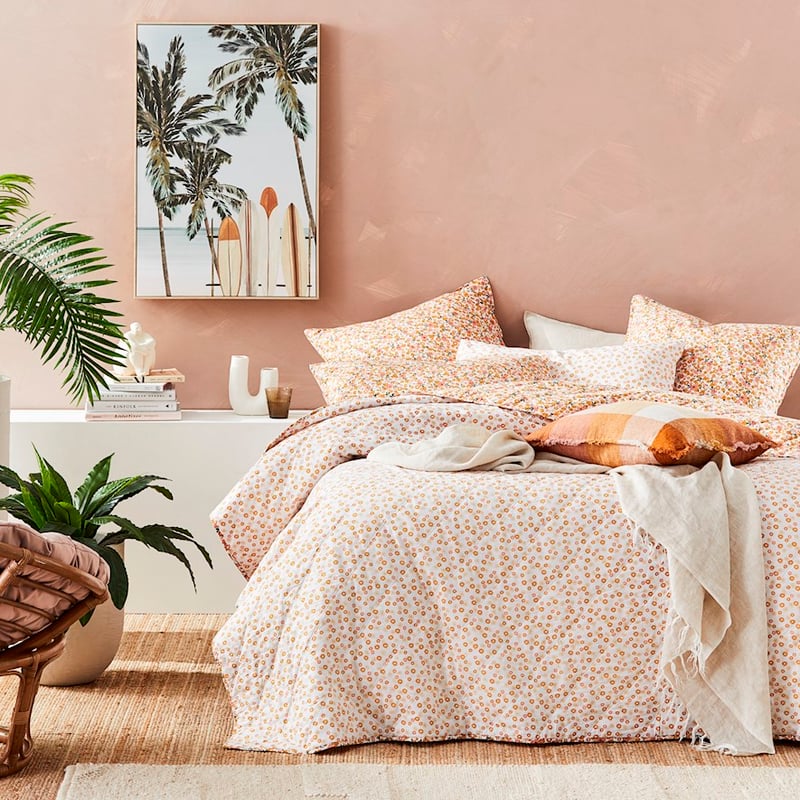 Stonewashed Cotton Printed Golden Daisy Quilted Coverlet Separates