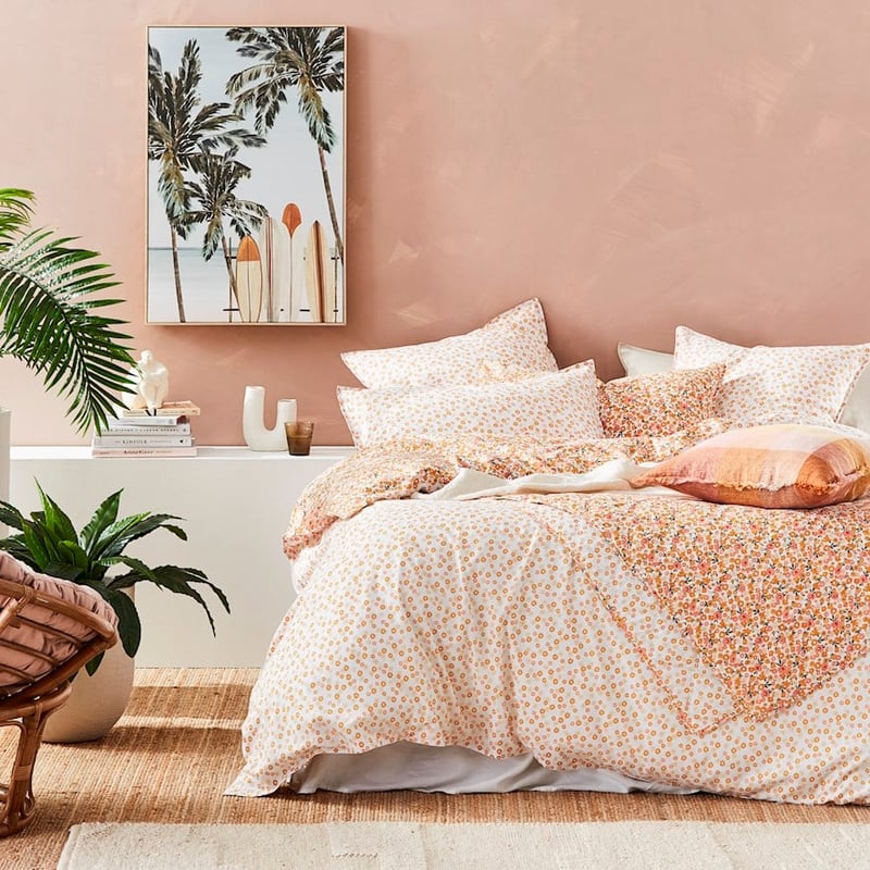 Stonewashed Printed Cotton Golden Daisy Quilt Cover Separates