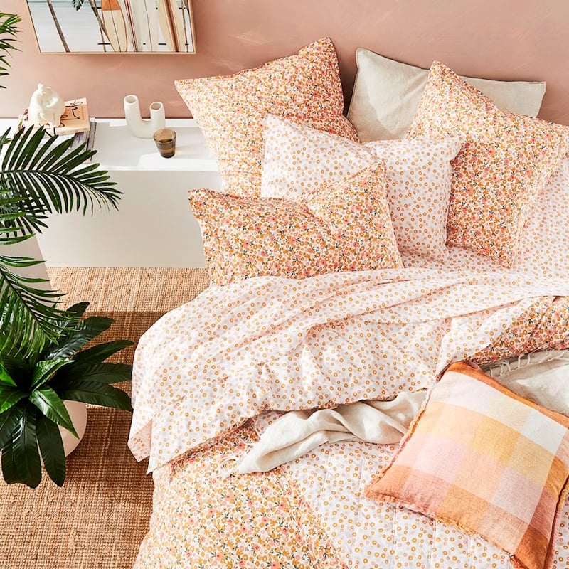 Stonewashed Printed Cotton Golden Daisy Quilt Cover Separates