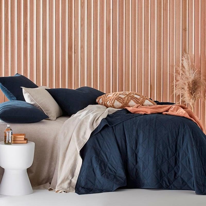 Stonewashed Cotton Navy Quilted Coverlet Separates