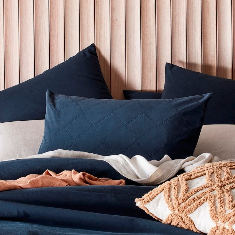 Stonewashed Cotton Navy Quilted Coverlet Separates