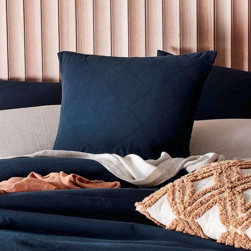 Stonewashed Cotton Navy Quilted Coverlet Separates