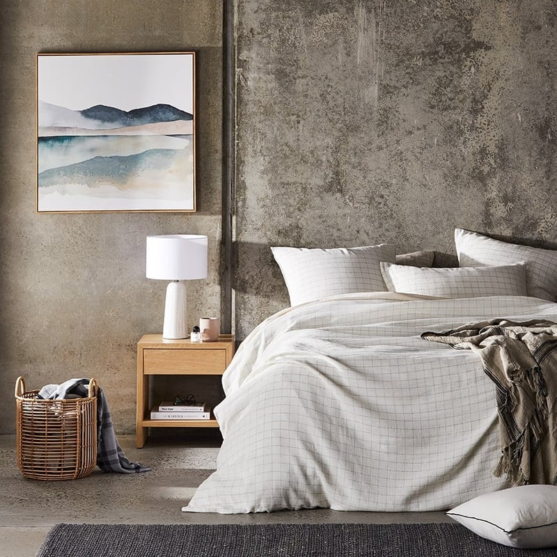 Mark Tuckey Grid Check Linen Quilt Cover Separates