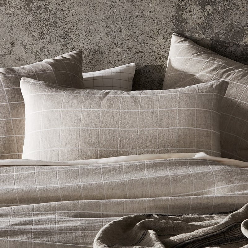 Mark Tuckey Grid Check Linen Quilt Cover Separates