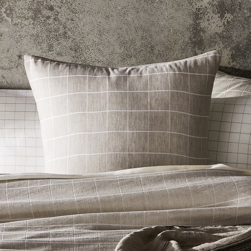 Mark Tuckey Grid Check Linen Quilt Cover Separates