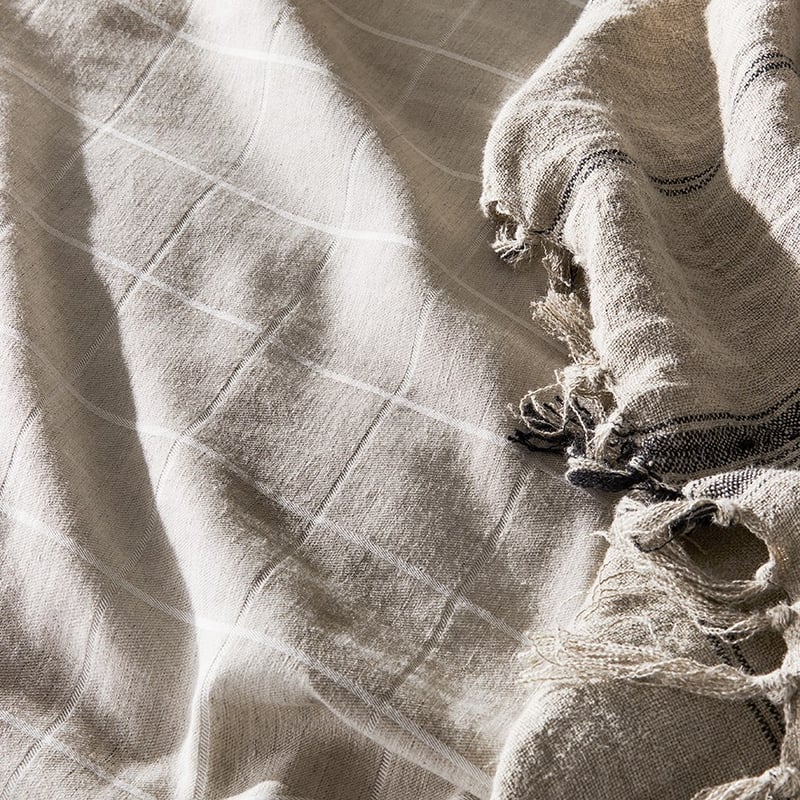 Mark Tuckey Grid Check Linen Quilt Cover Separates