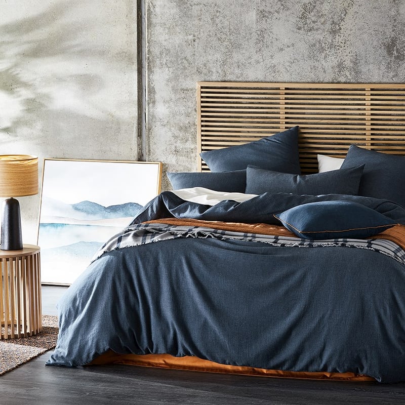 Mark Tuckey Herringbone Dark Indigo Quilt Cover Separates