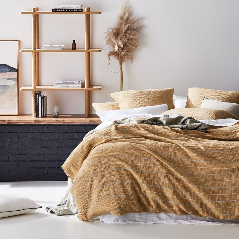 Mark Tuckey Jacquard Stripe Mustard Quilt Cover Set + Separates