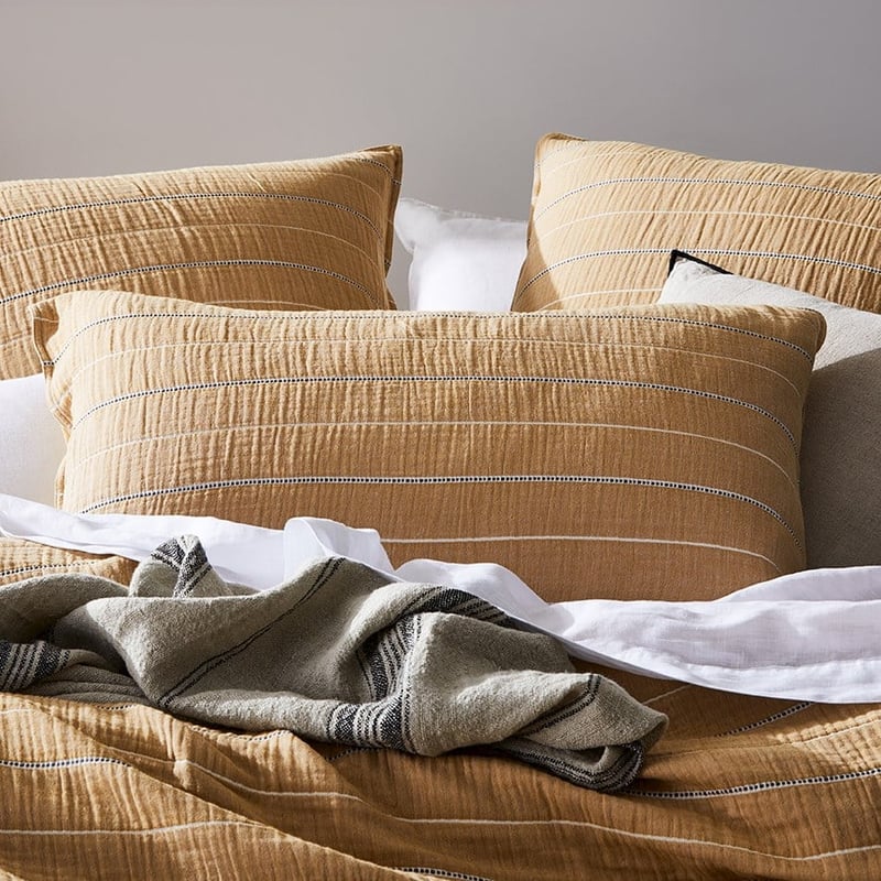 Mark Tuckey Jacquard Stripe Mustard Quilt Cover Set + Separates