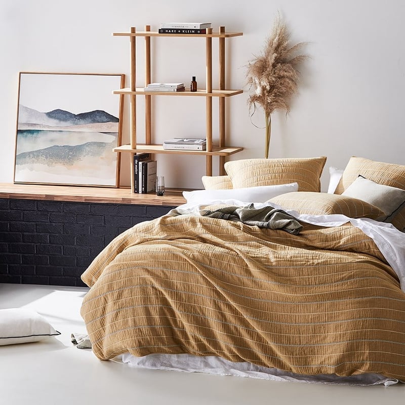 Mark Tuckey Jacquard Stripe Mustard Quilt Cover Set + Separates