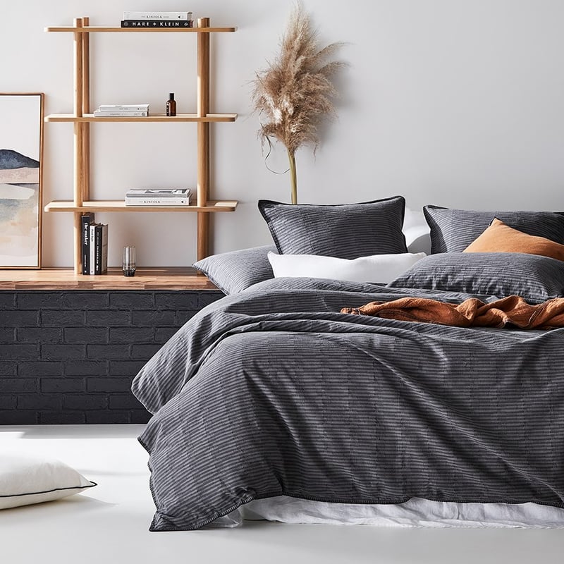 Mark Tuckey Mason Jacquard Steel Quilt Cover Separates