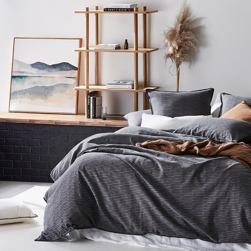 Mark Tuckey Mason Jacquard Steel Quilt Cover Separates