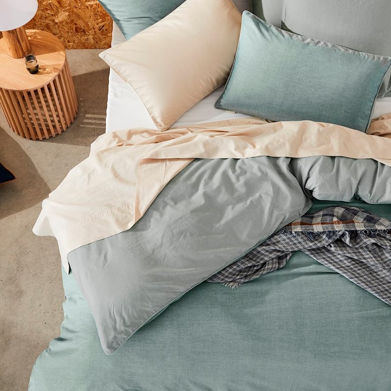 Mark Tuckey Organic Cotton Chambray Ocean Quilt Cover Set + Pillowcases