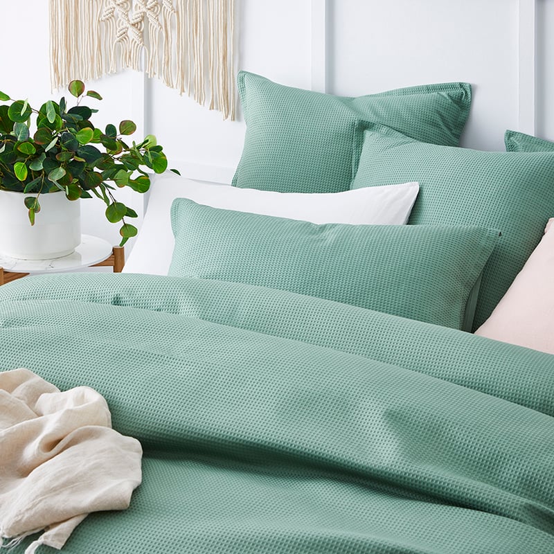 Tribeca Waffle Aloe Quilt Cover Set + Separates