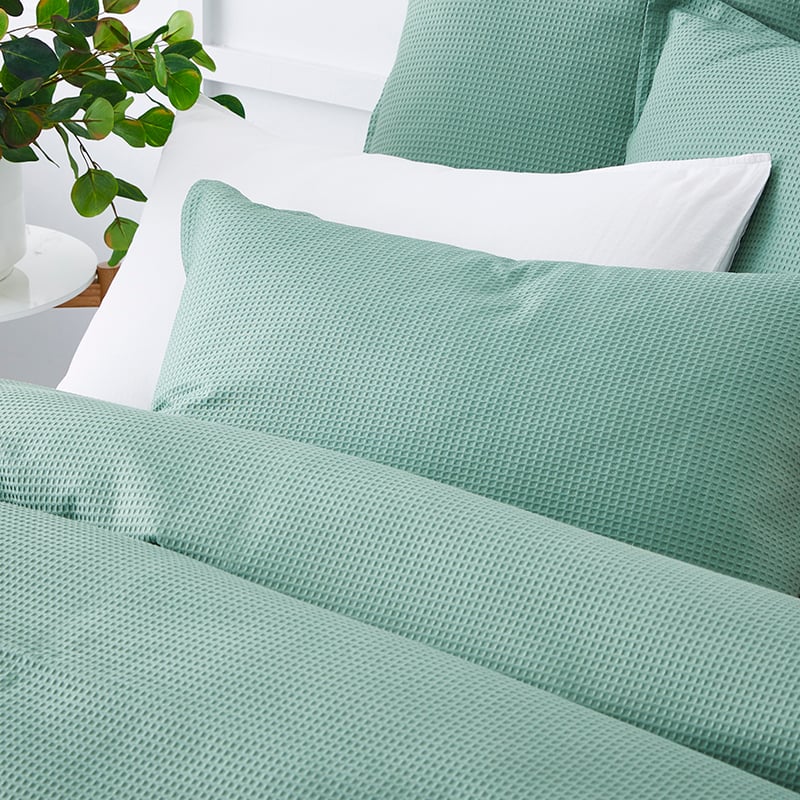 Tribeca Waffle Aloe Quilt Cover Set + Separates
