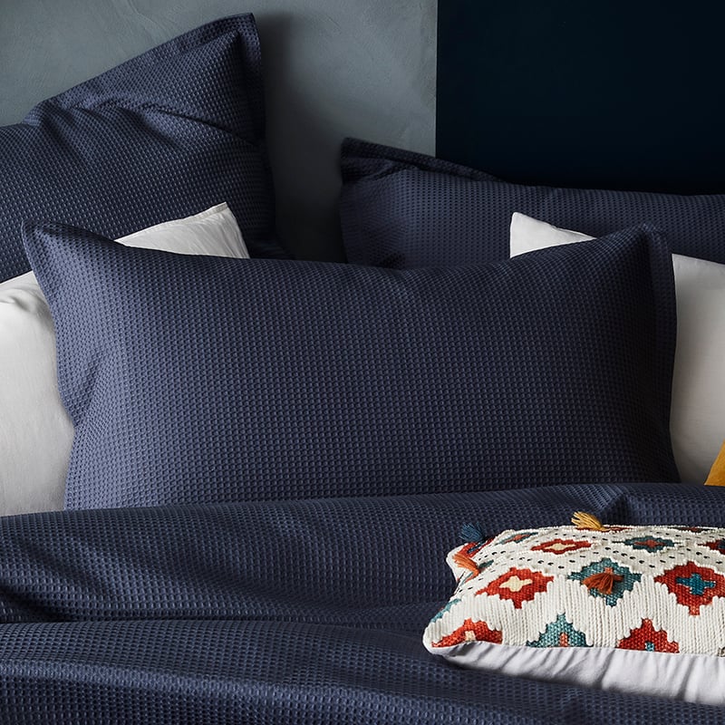 Tribeca Waffle Indigo Quilt Cover Set + Separates