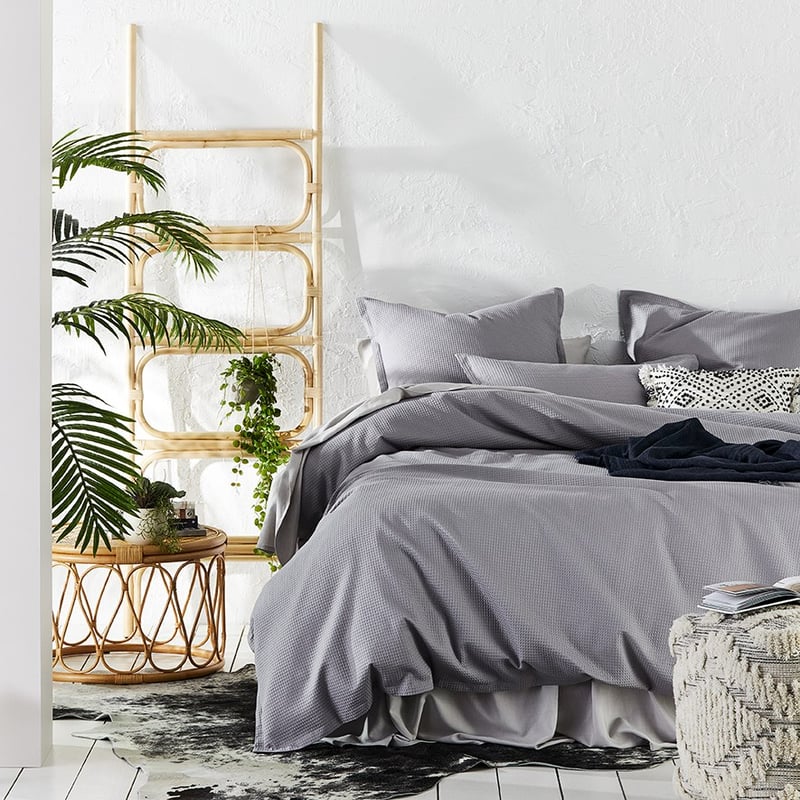 Tribeca Waffle Pewter Quilt Cover Set + Separates