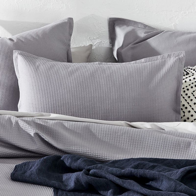 Tribeca Waffle Pewter Quilt Cover Set + Separates