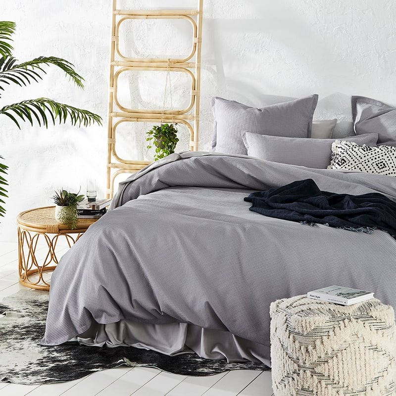 Tribeca Waffle Pewter Quilt Cover Set + Separates