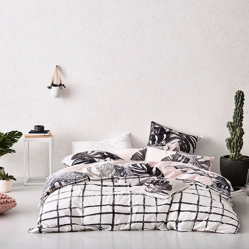 Monstera Pink Quilt Cover Set + Separates