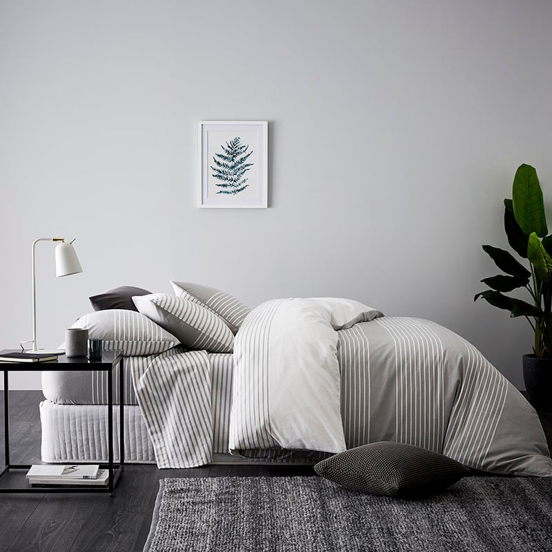 Grey Stripe Flannelette Quilt Cover Set + Separates