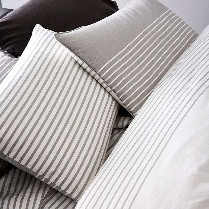 Grey Stripe Flannelette Quilt Cover Set + Separates
