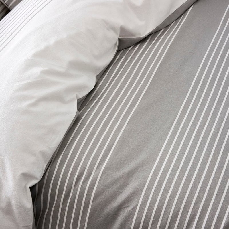Grey Stripe Flannelette Quilt Cover Set + Separates