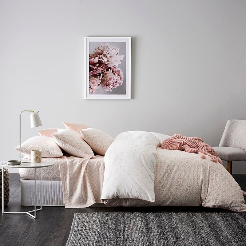 Pink Tile Flannelette Quilt Cover Set + Separates