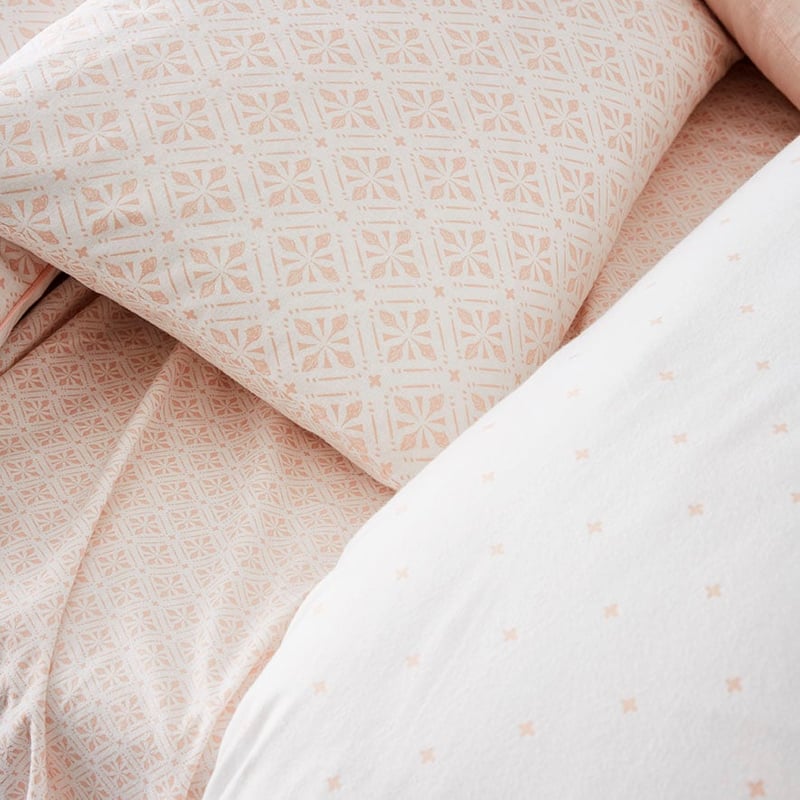 Pink Tile Flannelette Quilt Cover Set + Separates