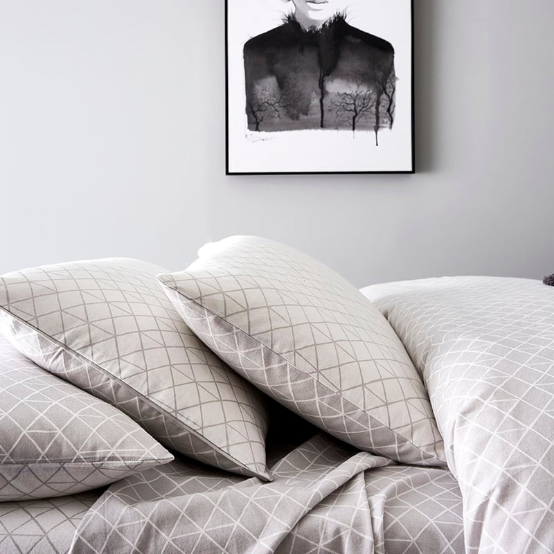 Grey Hex Flannelette Quilt Cover Set + Separates
