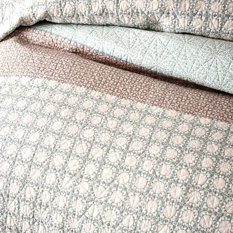 Anka Pink Blue Quilted Quilt Cover Separates