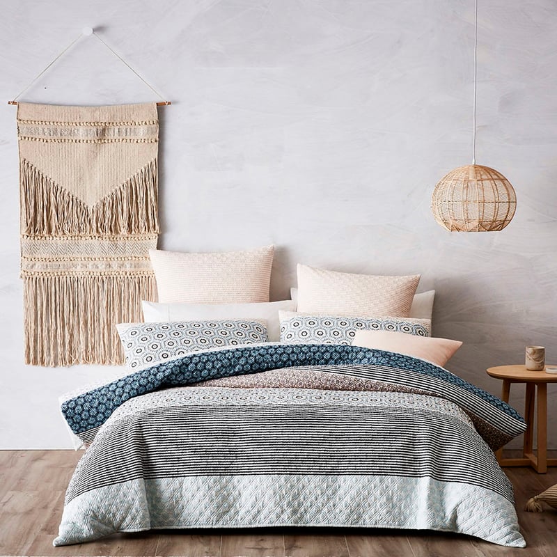 Safi Pink Blue Quilted Quilt Cover Separates