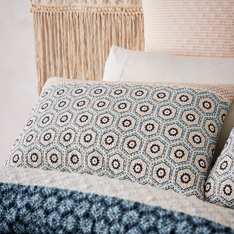 Safi Pink Blue Quilted Quilt Cover Separates